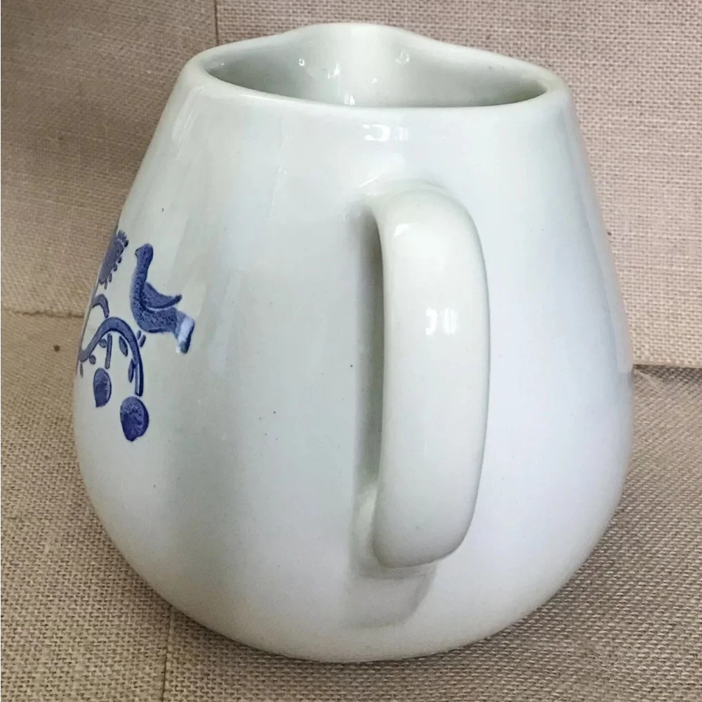 Gaetano Pottery Blue Birds Pitcher Jug Vase Folk Art Cottage Core Farmhouse